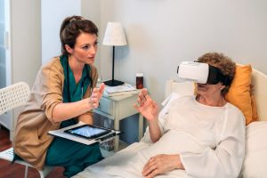 A patient using VR technology.