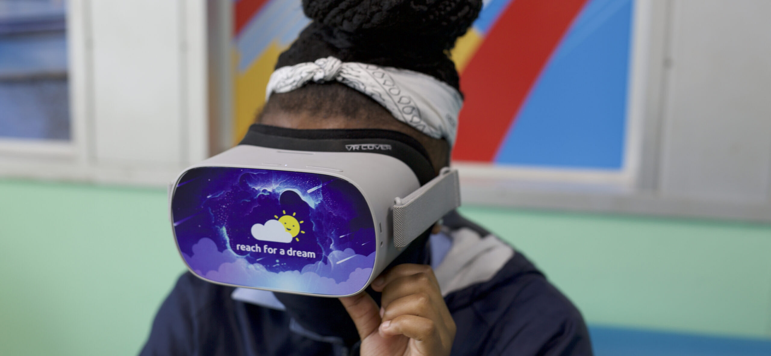A girl wearing a VR headset
