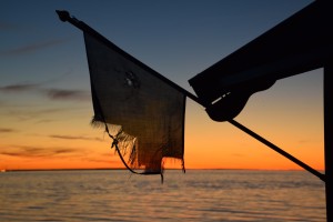 A flag in the sunset